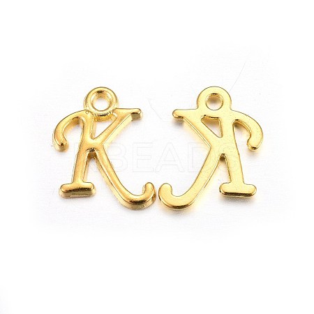 Golden Plated Alloy Letter Pendants X-PALLOY-J718-01G-K-1