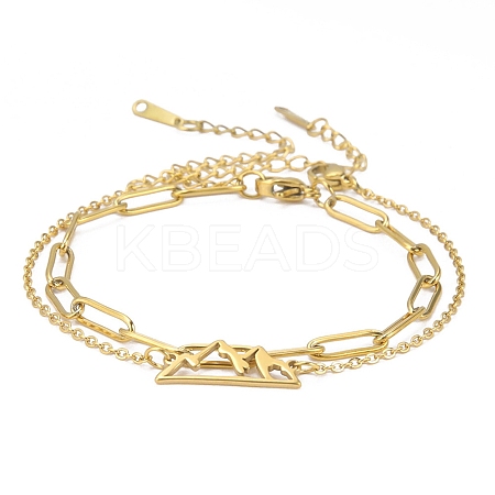 304 Stainless Steel Paperclip Chains & Cable Chain Bracelet Sets AJEW-U005-05E-G-1