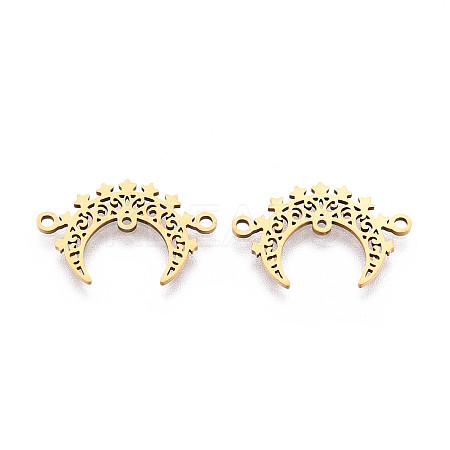 201 Stainless Steel Laser Cut Crescent Moon/Double Horn Chandelier Component Links STAS-T066-93G-1