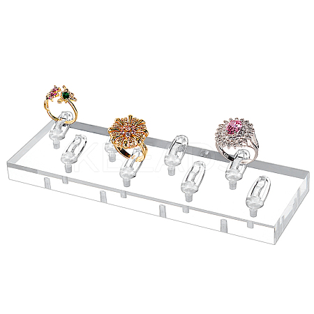 8-Slot Acrylic Rings Jewelry Display Stands ODIS-WH0061-75-1