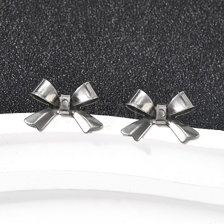 304 Stainless Steel Bowknot Stud Earrings EJEW-Z136-01P-1
