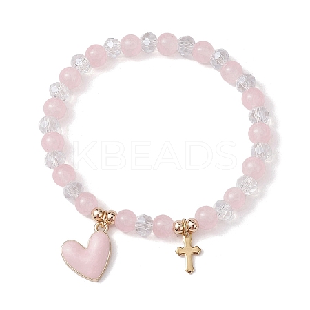 Glass Round Beaded Stretch Bracelets BJEW-JB09909-05-1
