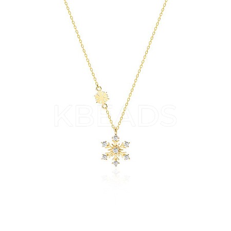 925 Sterling Silver Micro Pave Clear Cubic Zirconia Christmas Snowflake Pendant Necklaces for Women FS-WG10658-01-1