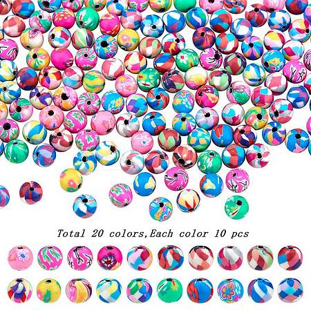 200Pcs 20 Colors Handmade Polymer Clay Beads CLAY-SZ0001-96-1