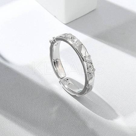 Clear Cubic Zirconia Cuff Rings RJEW-G337-16P-1