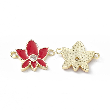 Rack Plating Brass Pave Clear Cubic Zirconia Connector Charms KK-B065-26G-02-1