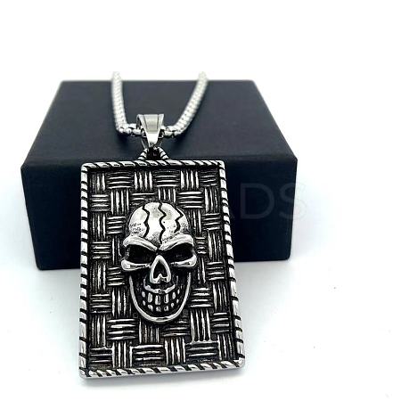 Vintage Punk 304 Stainless Stee Skull Medal Pendant Necklaces for Men TO1001-1