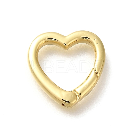 Rack Plating Heart Brass Spring Gate Rings KK-Z086-54G-03-1