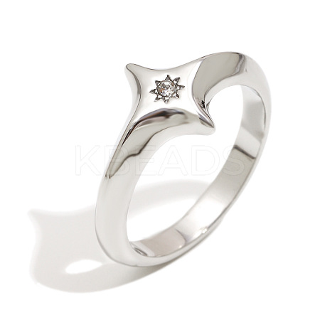 316L Surgical Stainless Steel with Clear Cubic Zirconia Finger Rings WGD89A7-06-1