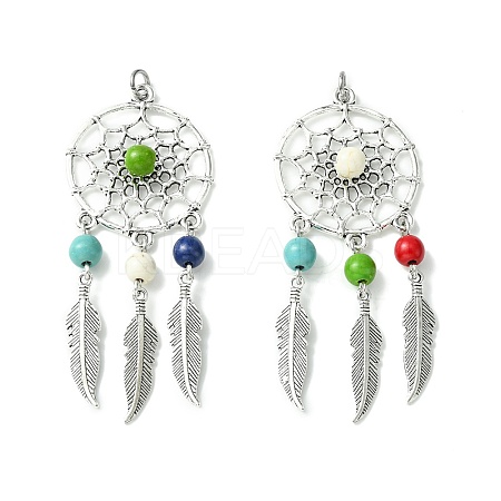 2Pcs 2 Styles Synthetic Turquoise Dyed Big Pendants PALLOY-JF02309-02A-1