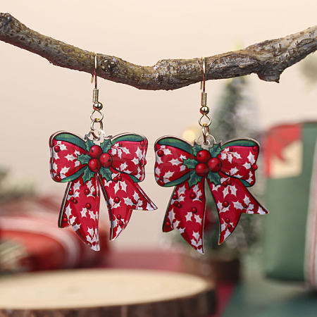 Christmas Theme Iron Acrylic Dangle Earrings FS-WGD1984-02-1