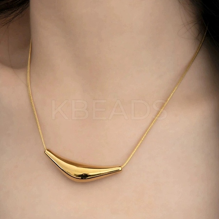 304 Stainless Steel Arc-shaped Pendant Necklaces for Women LS-NJEW-A049-01G-1