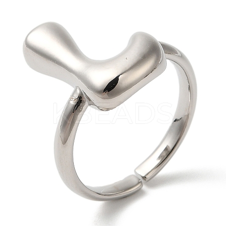 Initials Brass Open Cuff Ring for Women RJEW-N046-02L-P-1