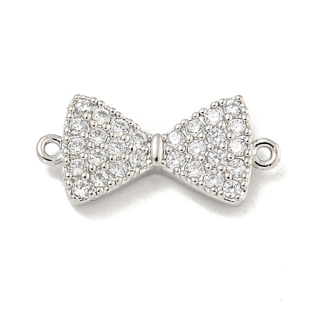 Brass Micro Pave Clear Cubic Zirconia Connector Charms KK-P275-36B-P-1