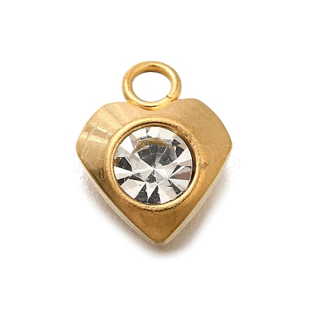 304 Stainless Steel Pave Cubic Zirconia Charms STAS-D310-07G-01-1