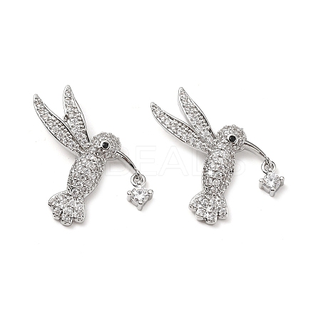Brass Micro Pave Clear Cubic Zirconia Pendants KK-G533-07A-P-1