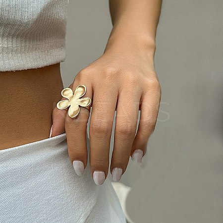 Matte Gold Alloy Adjustable Rings for Women LS-RJEW-K260-07B-1