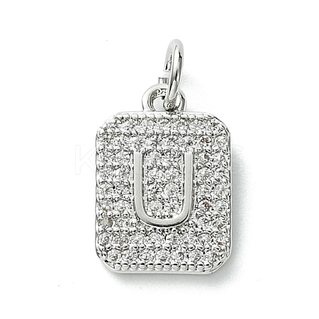 Rack Plating Brass Micro Pave Clear Cubic Zirconia Charms KK-G501-01U-P-1