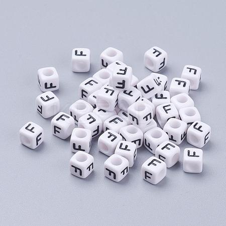 Letter F Acrylic Cube Beads X-PL37C9308-F-1
