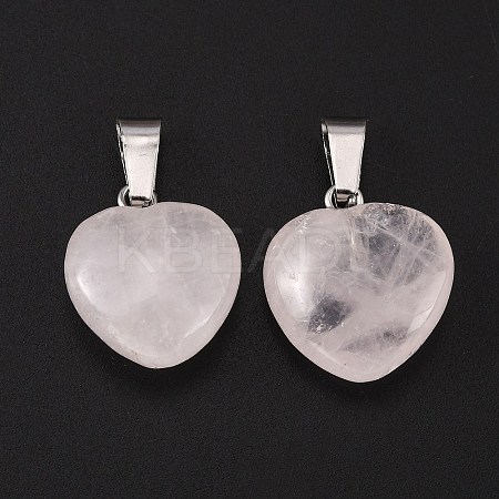 Heart Natural Rose Quartz Pendants LS-X-G-Q371-07-1