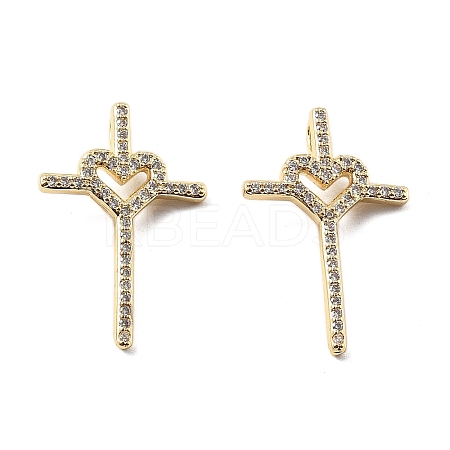 Brass Micro Pave Cubic Zirconia Pendants KK-R229-09G-1