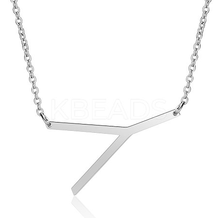 201 Stainless Steel Initial Pendants Necklaces NJEW-S069-JN003D-Y-1