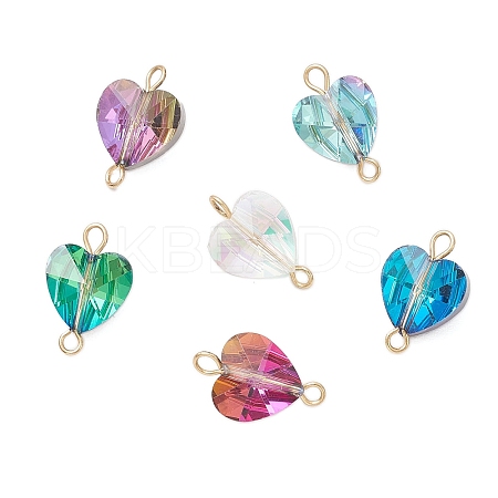 Transparent Glass Heart Links Connector Charms PALLOY-JF04196-1