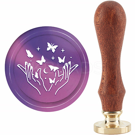 Brass Wax Seal Stamp with Handle AJEW-WH0184-0676-1
