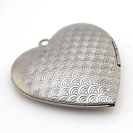 Tarnish Resistant 304 Stainless Steel Photo Locket Pendants STAS-S046-08-1