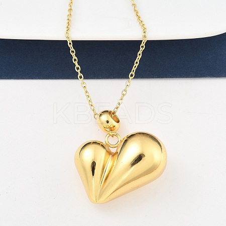 201 Stainless Steel Love Heart Pendant Necklaces for Women NJEW-Z069-01G-01-1