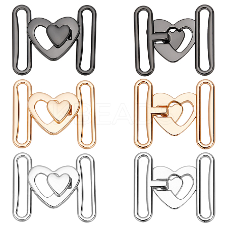 6Pcs 3 Colors Heart Alloy Belt Strap Buckles FIND-WR0010-57-1