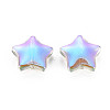 Electroplate Transparent Glass Beads GLAA-T022-14-B01-2