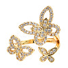 Cubic Zirconia Triple Butterfly Open Cuff Rings RJEW-N037-042B-2