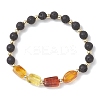 Natural Amber and Lava Rock Beads Stretch Bracelets for Women BJEW-JB13383-01-2