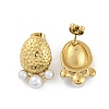 Ion Plating(IP) 304 Stainless Steel Oval Stud Earrings EJEW-A119-04G-4