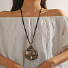 Alloy Glass Pendant Black Waxed Cord Necklaces for Women FS-WG2748D-02-1