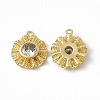 Brass Pave Clear Cubic Zirconia Flat Round Charms KK-K271-26G-2