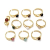 316 Stainless Steel with Natural Mixed Gemstone Cuff Rings RJEW-Z098-01G-05-4