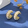 Brass Plastic Pearl Cuff Earrings EJEW-G420-01G-1