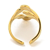 Ion Plating(IP) 304 Stainless Steel Teardrop Open Cuff Ring for Women RJEW-A043-14G-3