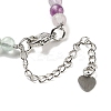 Natural Fluorite Round & Synthetic Non-magnetic Hematite & White Shell Beaded Bracelets for Women BJEW-K251-02B-4