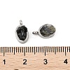 Natural Mixed Gemstone Chip 304 Stainless Steel Oval Charms KK-P300-10P-3
