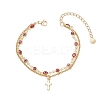3Pcs 3 Colors Handmade Evil Eye Lampwork Link Multi-layered Bracelets BJEW-JB12213-3