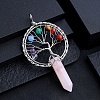 Natural Rose Quartz Chakra Tree of Life Big Pendants PW-WG3A20C-03-1