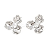 Flower Brass Micro Pave Clear Cubic Zirconia Stud Earring Findings KK-F921-03P-1