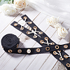 4 Yards Cotton Ribbons with Golden Tone Eyelet Rings OCOR-GF0002-89-4