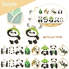 36Pcs 9 Styles Panda Theme Alloy Enamel Pendants ENAM-FS0002-31-5