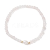 Natural Rose Quartz Cube Beads Stretch Bracelets for Women BJEW-JB13179-02-2