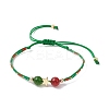 Christmas 8mm Round Dyed Natural Malaysia Jade & Natural Carnelian & Glass Seed Beads Braided Bead Bracelets BJEW-MZ00070-01-1