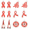 14Pcs 6 Styles No To Drugs Red Awareness Ribbon Theme Alloy Enamel Pendants ENAM-FS0003-47-1